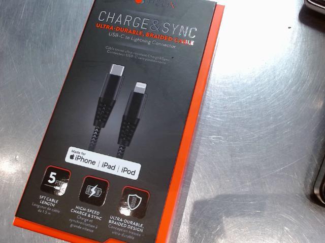 Chargeur tresser lighntning to usb-c 5ft