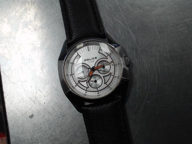 Montre police bracelet cuir brun