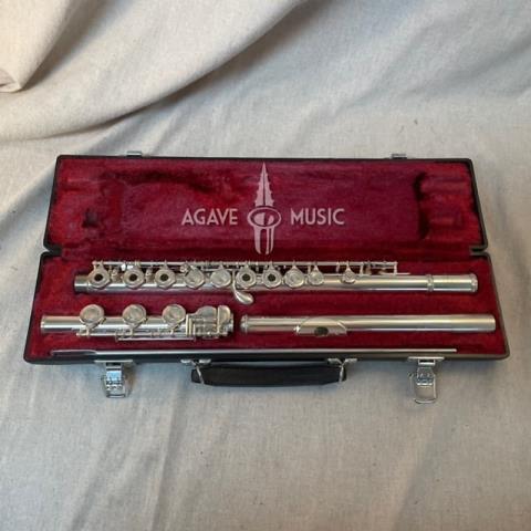 Silver open hole flute with case