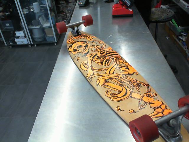 Alpine longboard with red wheels