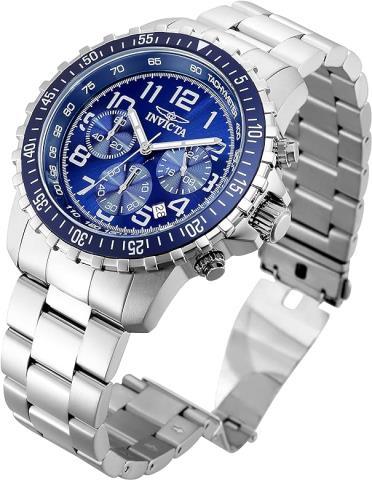 Montre argent afec fond bleu