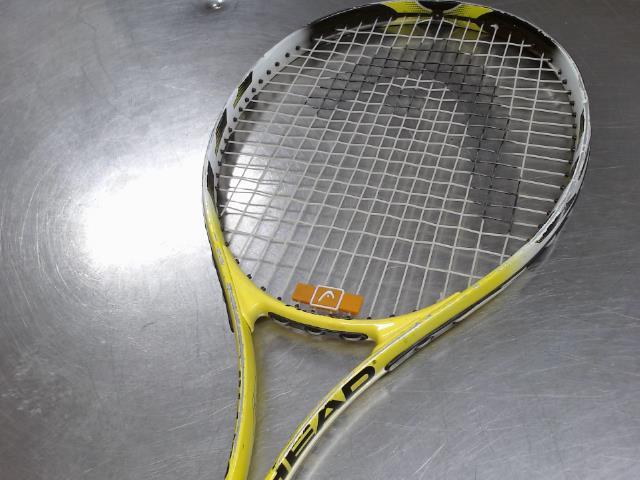Raquette tennis jaune, blanc,noir