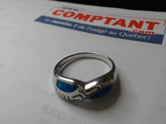 Bague en argent email style opale
