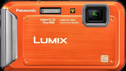 Lumix camera digitale orange avec fil
