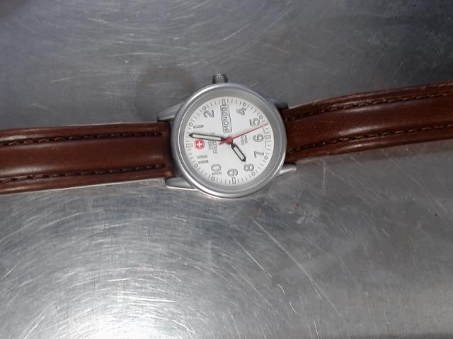 Stainless steel swiss made brown band