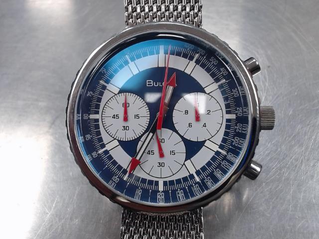 Montre bulova chronographe argent bleu