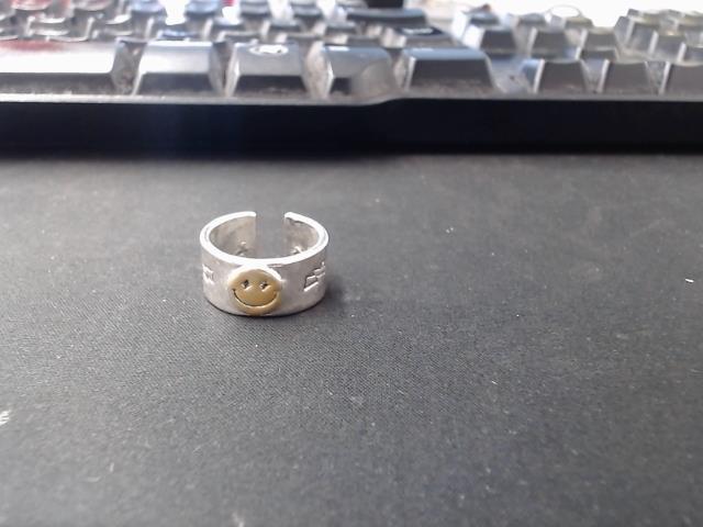 Bague silver logo smiley jaune