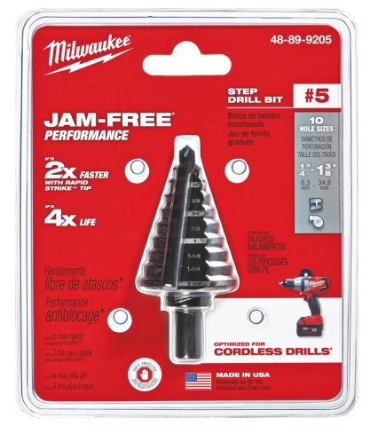 1/4 in - 1-3/8in step drill bit 10-steps