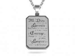 Chaine + breloque priere serenit stainl