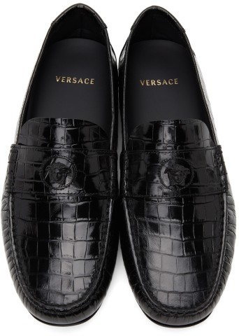 Medusa black leather loafers