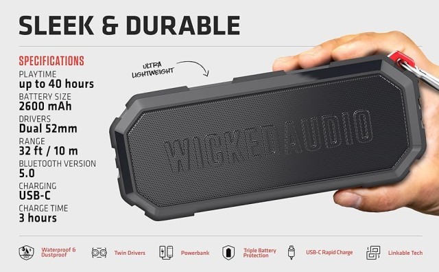Haut-parleur bluetooth 2600mah noir