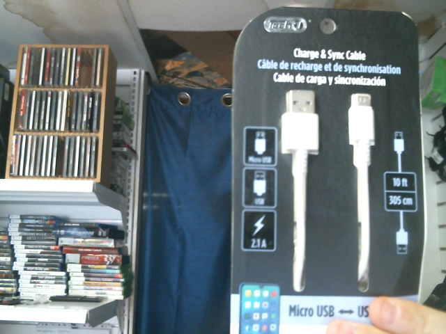 Fil de recharge 10 pieds micro usb-usb