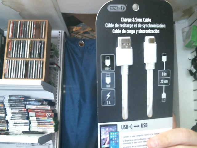 Cable de recharge usb-c 8 pouces