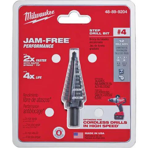 3/16 in - 7/8 in - #4 drill bit 12-steps