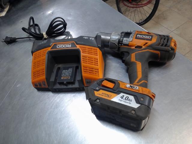 Drill ridgid + batt charg