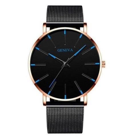 Montre geneva noir avec bracelet noir
