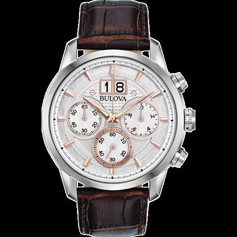 Montre bulova noire courroie cuir 96b309