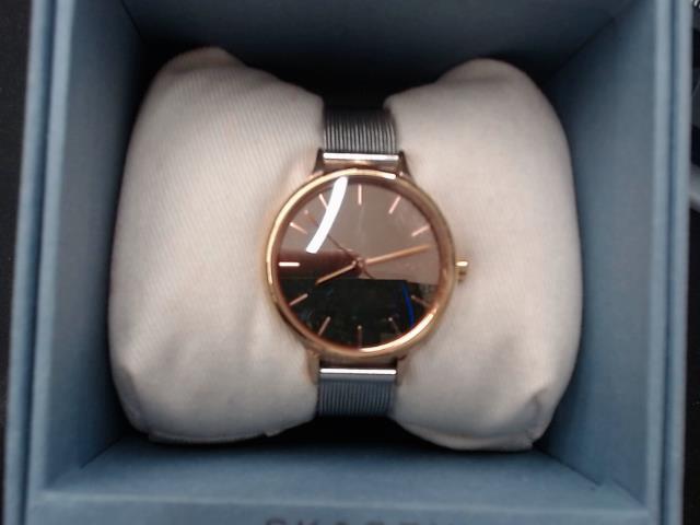 Skagen silver strap gold bezel