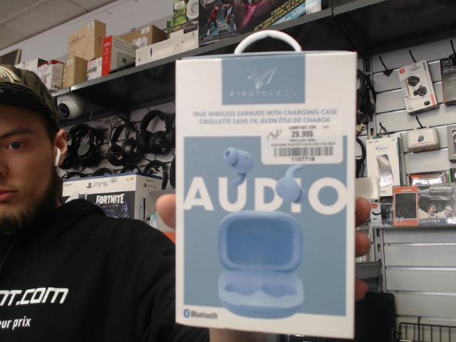 Ecouteurs bluetooth bleu avec etui neuf
