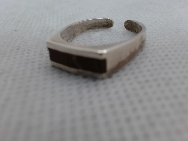Bague en argent bris ligne noire