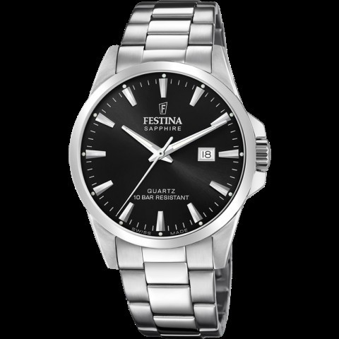 Montre quartz stainless cadran noir