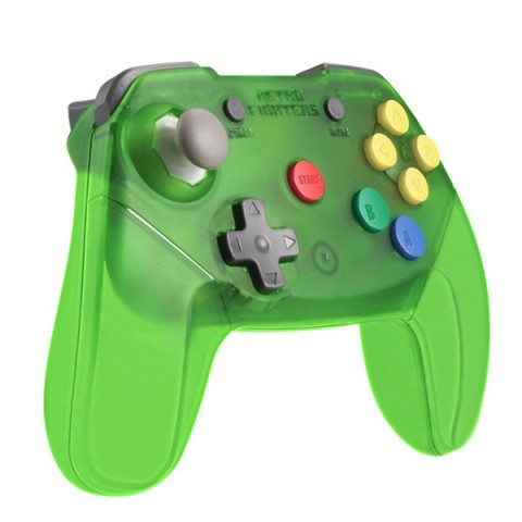 Manette verte fluo sans fil pour n64
