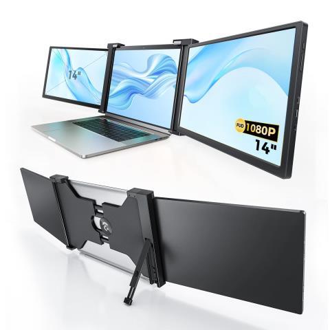 Portable tri-screen for laptop