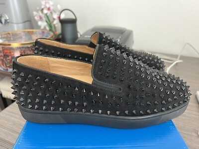 Dandelion spike black suede loafer