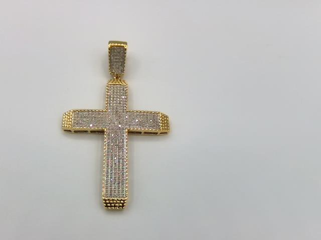 BRELOQUE CROIX EN  OR 10KT AVEC DIAMANTS