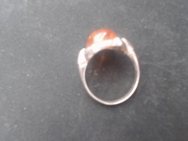 Bague silver .999 avec perle orange