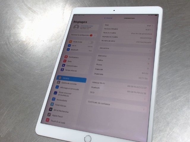 Ipad air 3eme generation sans charg