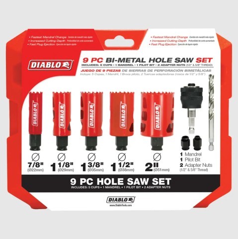 Jeu de 9 pices de hole saw neuf