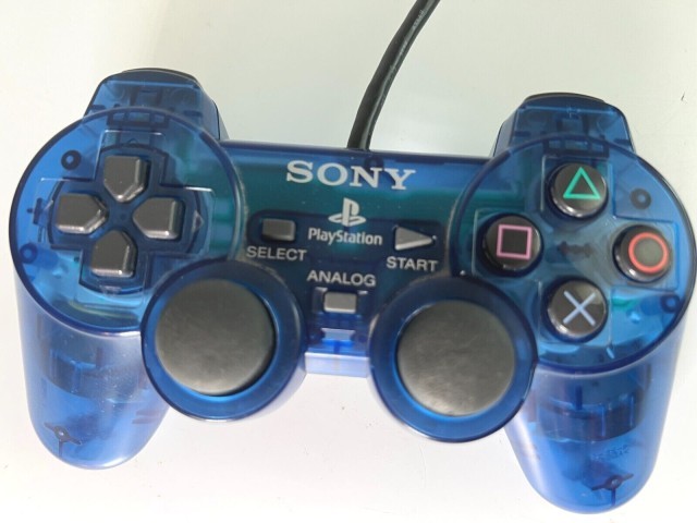 Manette ps2 bleu transparentee
