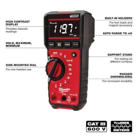 Milwaukee digital multimeter with lo-z