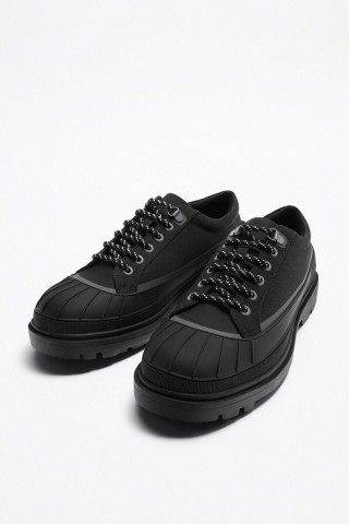 Zara men's black rubberised sporty low