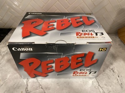 Canon eos rebel t3 used with lens in box