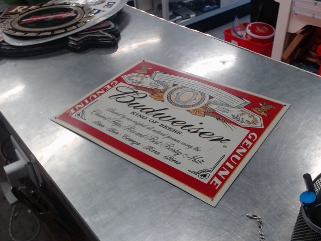 Budweiser beer sign