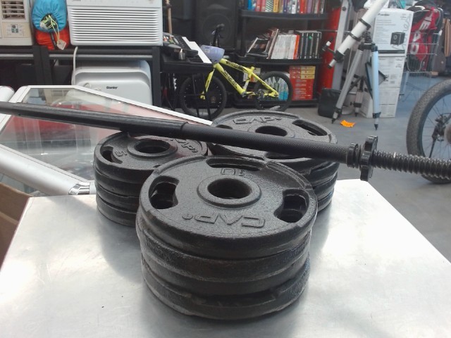 Barre a disque avec 100lbs de poids
