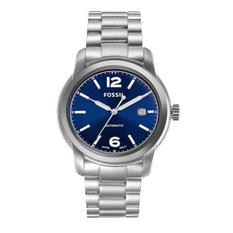 Montre argent face bleu automatic