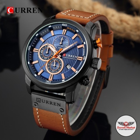 Montre noir bleu strap cuir
