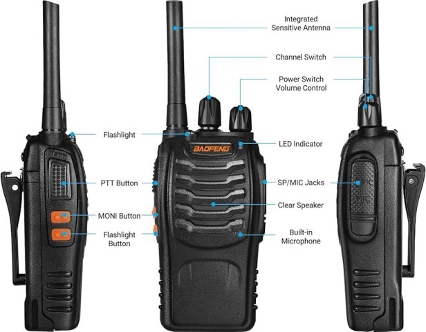 2 walkie talkies+chrg+acc