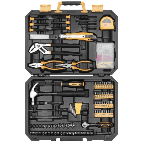 Deko tool kit drill/pliers/hammer