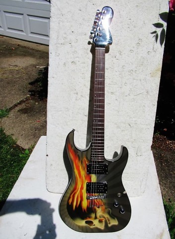 Guitar electrique avec du feu
