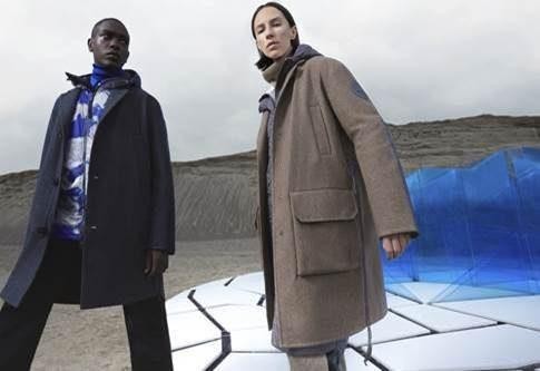 Manteau laine noir collet en coyote