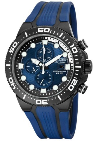 Montre eco-drive scuba bleue