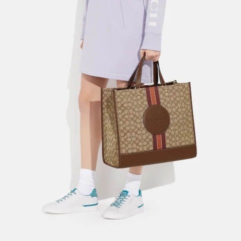 Dempsey tote 40 signature jacquard & lea