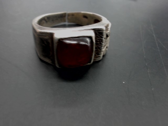 Bague en argent pierre brune