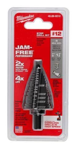 Jam-free step drill bit