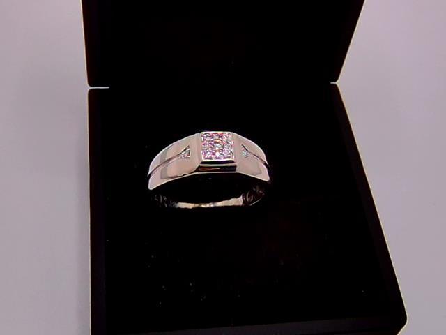 BAGUE EN OR BLANC 10KT AVEC DIAMANTS 