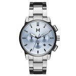Montre mvmt chrono 2 argent fond bleu